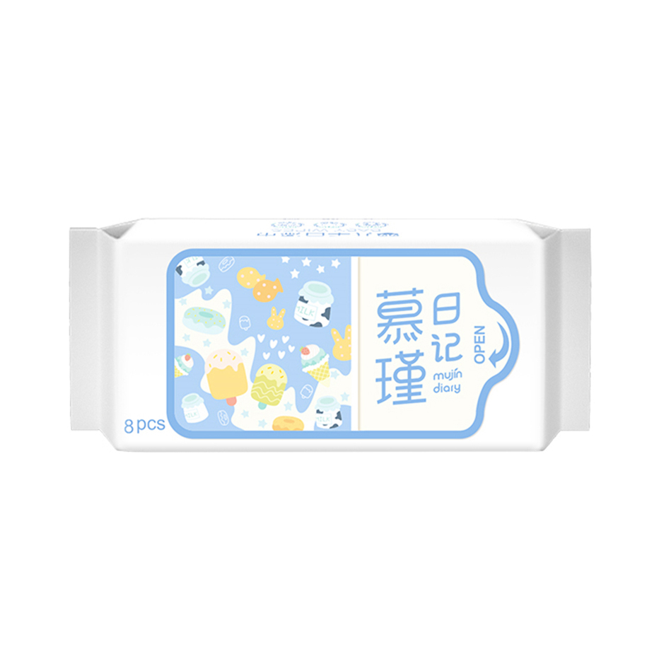 64 Count (Pack of 8) Travel Size Super Mini Unscented Baby Wipes